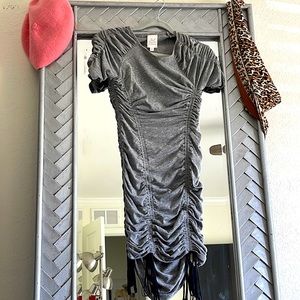 Cinq a Sept grey Estella ruched tie mini dress